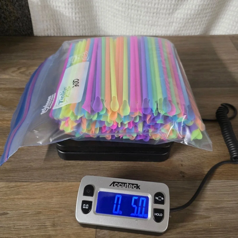 Neon Spoon‎ Straws Colorful Drinking Straws Bulk Lot of 200 Slushy Smoothie